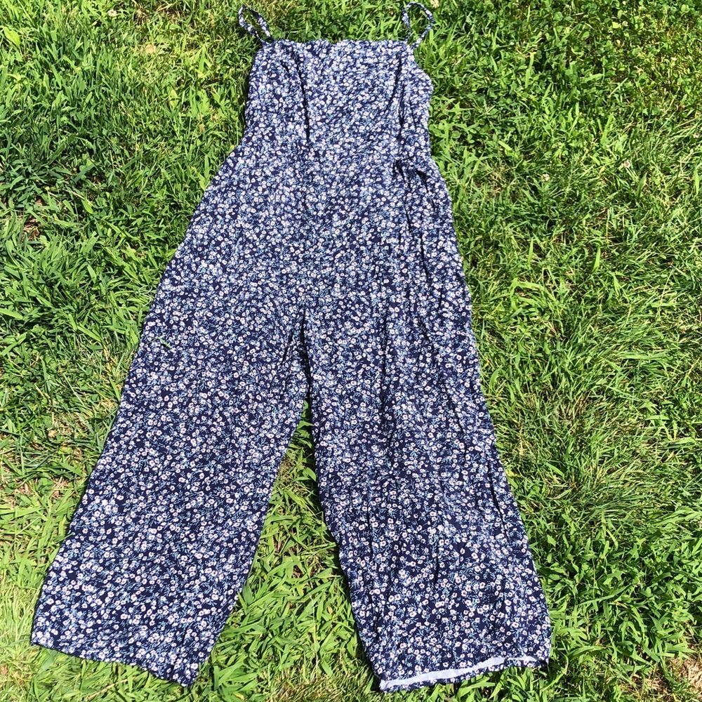 Old Navy Navy Floral Wide-Leg Romper